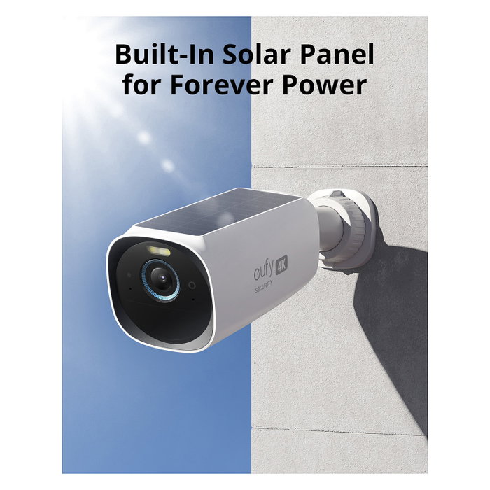 EUFY eufyCam 3 Kit de 2 Cámaras de Seguridad Exterior 4K con Panel Solar Integrado, Reconocimiento Facial, Almacenamiento Local 1TB SSD, Sin Cuotas Mensuales