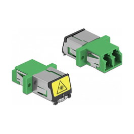 DeLOCK Acoplador de Fibra Óptica LC Duplex Monomodo Verde con Protección Láser