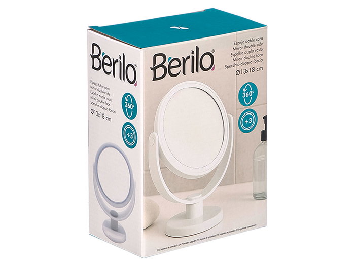 Berilo Espejo de Pie Doble Cara Blanco 13 x 17.5 x 8 cm (Set de 12)