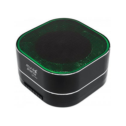 MANHATTAN 164993 Sound Science Metallic LED Bluetooth Altavoz, Bluetooth 5.0, Micrófono, FM Radio, Ranura MicroSD, Negro
