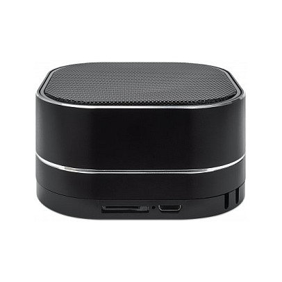 MANHATTAN 164993 Sound Science Metallic LED Bluetooth Altavoz, Bluetooth 5.0, Micrófono, FM Radio, Ranura MicroSD, Negro