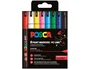 Posca PC1MR Rotulador Marcador de Pintura al Agua Punta Roller Extrafina 0.7 mm, Set Estuche de 8 Unidades con Colores Básicos