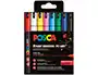 Posca PC1MR Rotulador Marcador de Pintura al Agua Punta Roller Extrafina 0.7 mm, Set Estuche de 8 Unidades con Colores Básicos