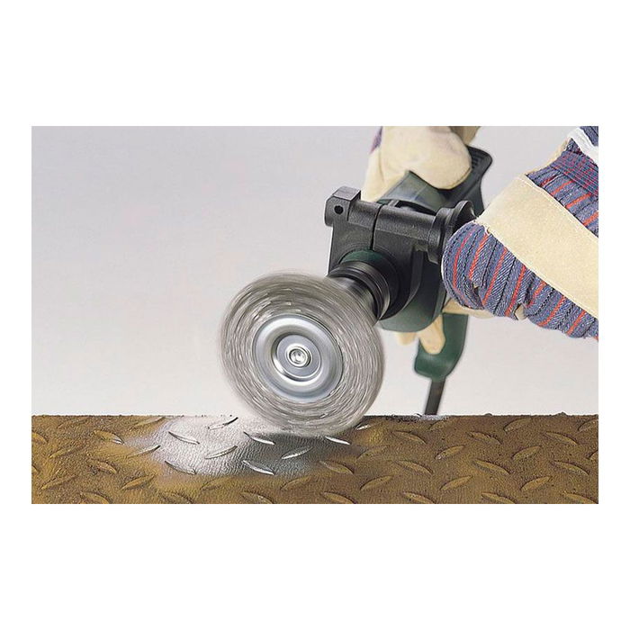 Wolfcraft Cepillo de Disco de Alambre de Acero Ø75 x 16 mm - Alambre 17 mm - Vástago Hexagonal 1/4" - 4500 rpm