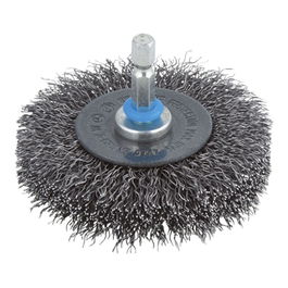 Wolfcraft Cepillo de Disco de Alambre de Acero Ø75 x 16 mm - Alambre 17 mm - Vástago Hexagonal 1/4" - 4500 rpm