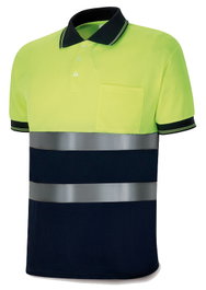 POLO Chaleco de seguridad de manga corta alta visibilidad azul