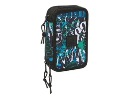 Safta Plumier Escolar Triple Cremallera 37 Piezas, Colección Graffiti, Dimensiones 195x125x55 mm