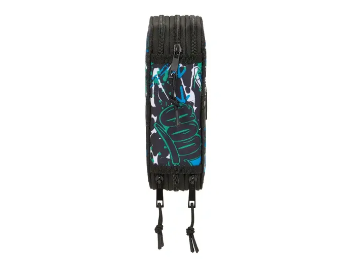 Safta Plumier Escolar Triple Cremallera 37 Piezas, Colección Graffiti, Dimensiones 195x125x55 mm