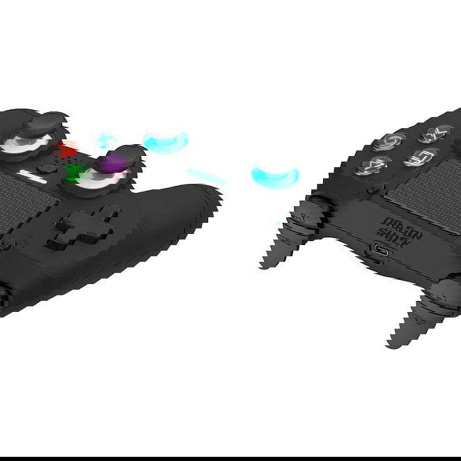 DragonShock Mizar+ Wireless Gamepad - Negro - Compatible con PS4, PC y Android - Bluetooth 5.0, USB Tipo-C, Retroiluminación LED Azul, Batería Recargable