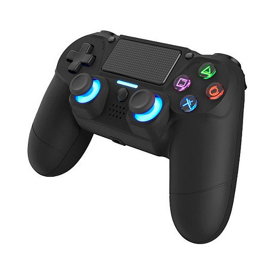 DragonShock Mizar+ Wireless Gamepad - Negro - Compatible con PS4, PC y Android - Bluetooth 5.0, USB Tipo-C, Retroiluminación LED Azul, Batería Recargable
