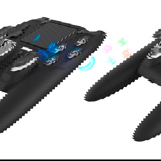 DragonShock Mizar+ Wireless Gamepad - Negro - Compatible con PS4, PC y Android - Bluetooth 5.0, USB Tipo-C, Retroiluminación LED Azul, Batería Recargable