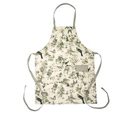 DKD Home Decor Delantal de Algodón Crudo y Verde GREEN LEAVES