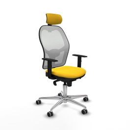 PIQUERAS Y CRESPO Silla de oficina Jorquera, mecanismo sincro, amarillo y blanco