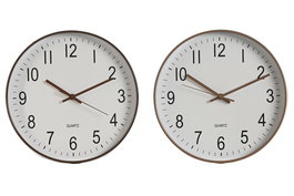 DKD Home Decor Reloj de Pared Basico Natural Blanco 4 x 30 x 30 cm