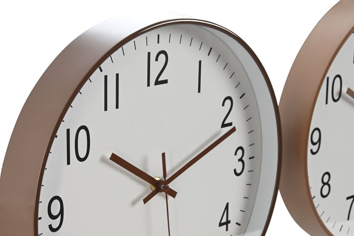 DKD Home Decor Reloj de Pared Basico Natural Blanco 4 x 30 x 30 cm