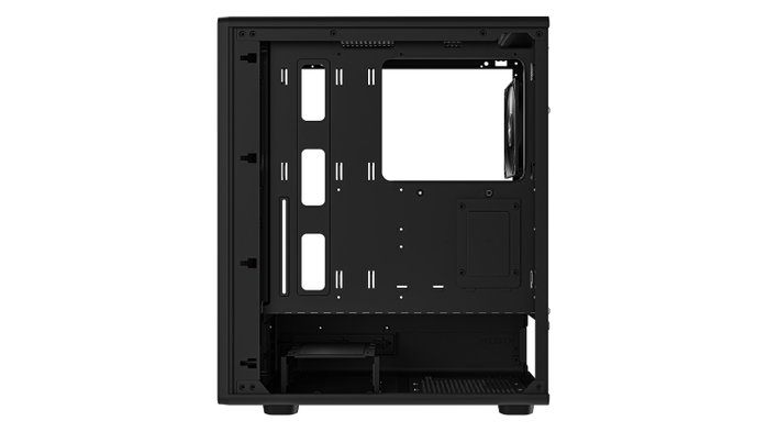 Krux Heliora Midi Tower Negra con Acabado de Madera Krux Heliora Midi Tower Negra con Acabado de Madera