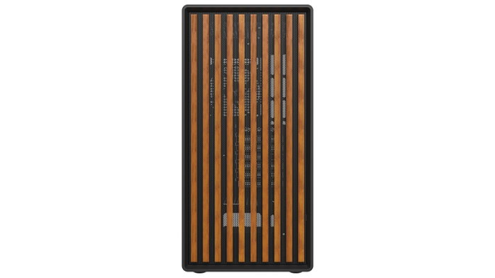 Krux Heliora Midi Tower Negra con Acabado de Madera Krux Heliora Midi Tower Negra con Acabado de Madera