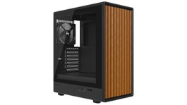 Krux Heliora Midi Tower Negra con Acabado de Madera