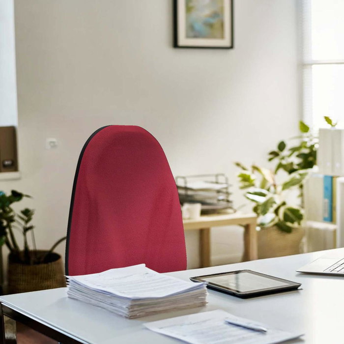 Silla de oficina Algarra con mecanismo Contacto permanente básico tapizada con Tela color Morado. Equipada con Base poliamida negra, Sin brazos y Ruedas de parqué