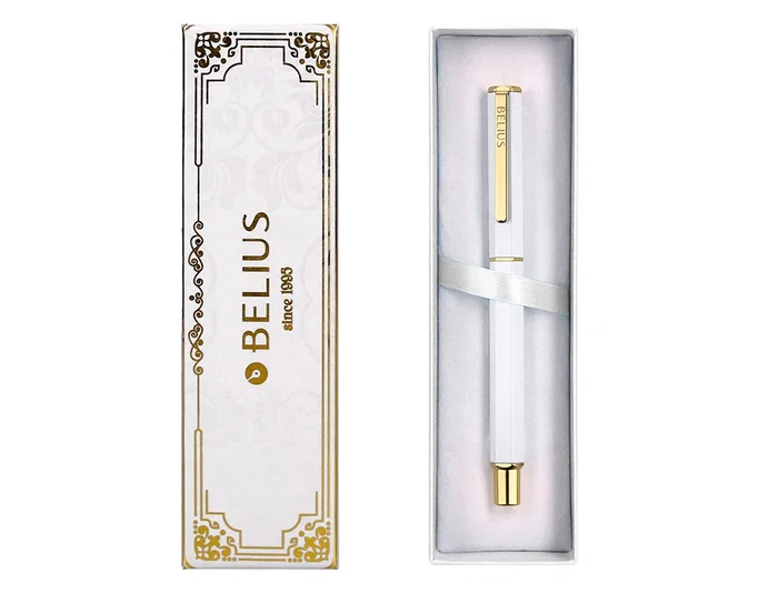 Belius Boligrafo Macaron Bliss Blanco y Dorado Tinta Azul Punta 0,8 mm