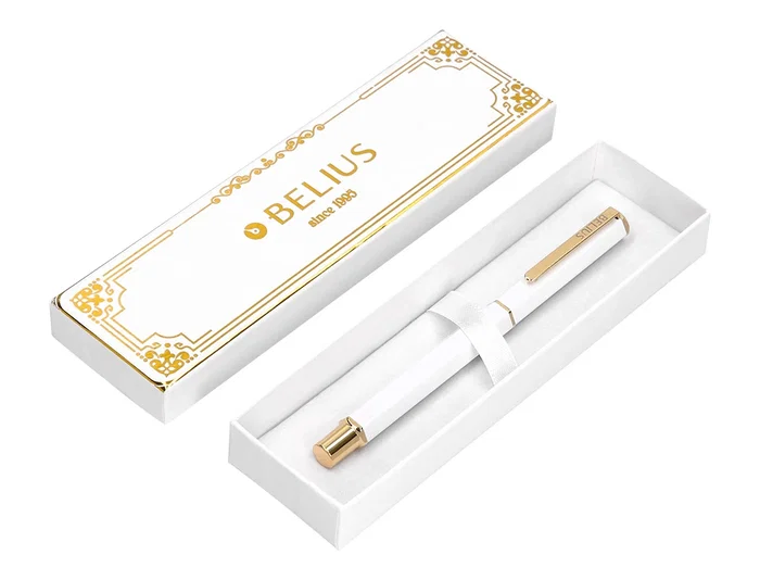 Belius Boligrafo Macaron Bliss Blanco y Dorado Tinta Azul Punta 0,8 mm