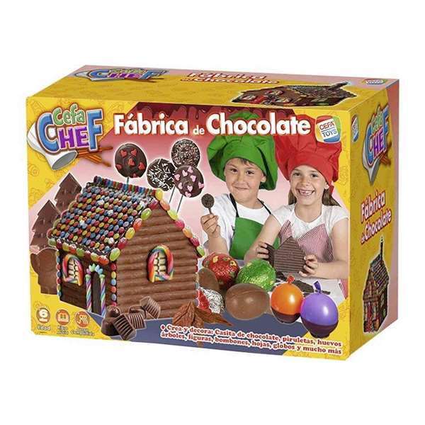 Cefa Juego Fabrica de Chocolate, Crea Casitas, Huevos de Pascua y Piruletas, 40x28x8 cm