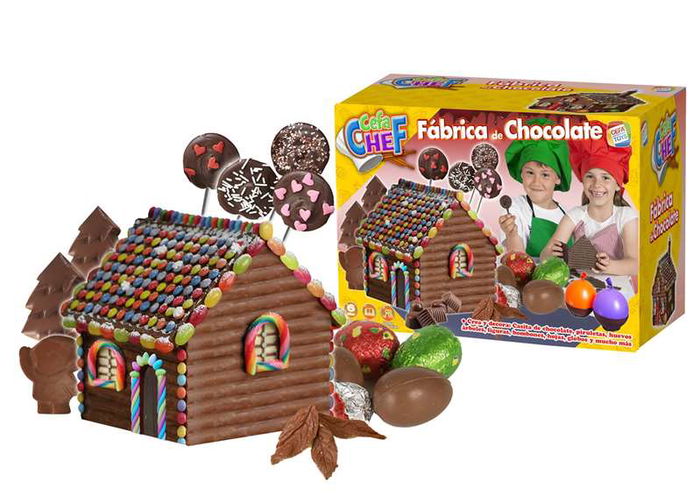 Cefa Juego Fabrica de Chocolate, Crea Casitas, Huevos de Pascua y Piruletas, 40x28x8 cm