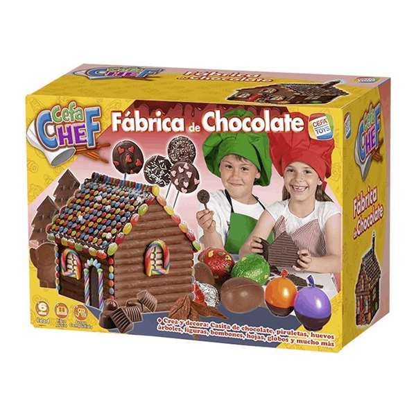 Cefa Juego Fabrica de Chocolate, Crea Casitas, Huevos de Pascua y Piruletas, 40x28x8 cm