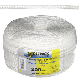 WOLFPACK LINEA PROFESIONAL Cuerda Trenzada de Polipropileno Blanca (Bobina 200 m.)