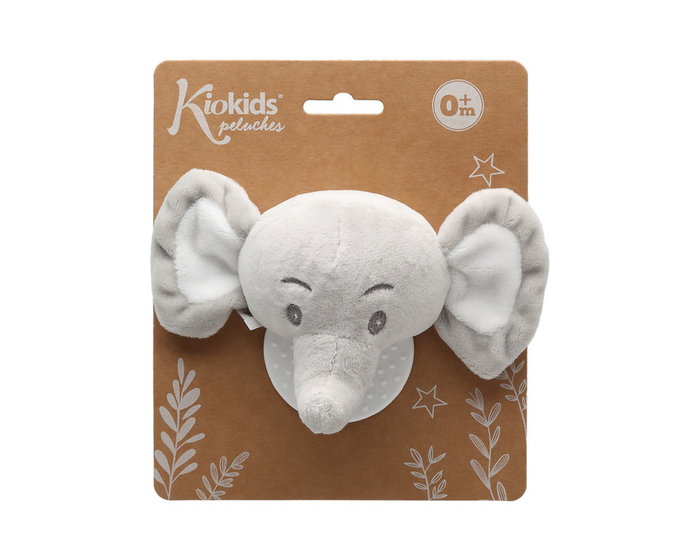 KioKids Mordedor Peluche Elefante Gris 13 cm para Bebés con Dentición