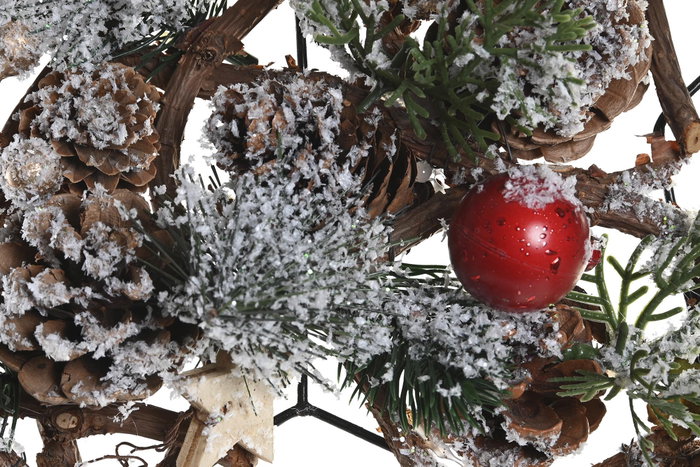 DKD Home Decor Decoración Colgante de Estrella con Piñas y Acabado Nevado