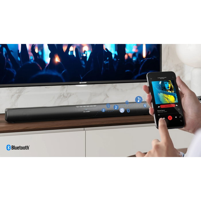 Sharp HT-SB100 Barra de Sonido 2.0 de 75W con Bluetooth 5.1 y HDMI ARC Sharp HT-SB100 Barra de Sonido 2.0 de 75W con Bluetooth 5.1 y HDMI ARC