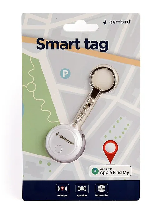 Gembird TA-TAG-01-W Llavero Smart Tag Bluetooth para Localización, Color Blanco y Gris