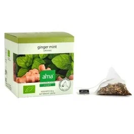 Alma Home Infusión de Té Verde con Jengibre y Menta 15 Pirámides - Ecológico, Vegano