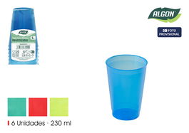 Algon Set 6 Vasos PP Colores 230ml (24 Unidades)