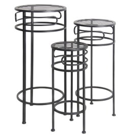 DKD Home Decor Set de 3 Mesitas Auxiliares de Metal Negro