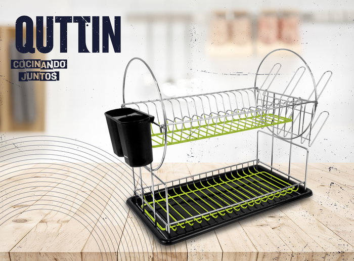 Quttin Escurreplatos con Bandeja, 43.3 cm de Largo x 24.7 cm de Alto x 10 cm de Ancho (6 Unidades)