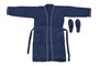 DKD Home Decor Albornoz Basicos Azul Algodon Set 2 Piezas 68 x 123 x 1 cm