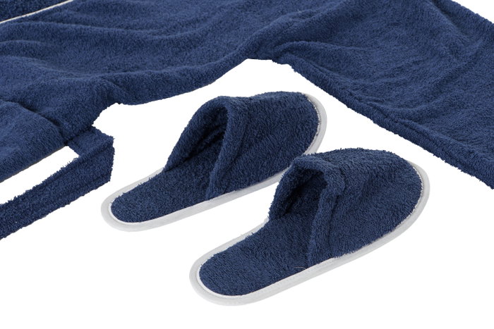DKD Home Decor Albornoz Basicos Azul Algodon Set 2 Piezas 68 x 123 x 1 cm