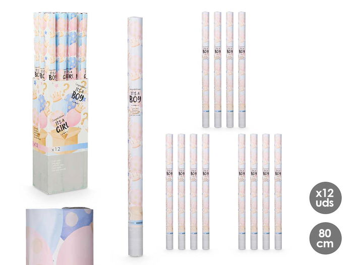 Arte Regal Cañón Confeti Rosa Azul 80 cm (Dimensiones 5x78.5x5 cm) para Fiestas y Celebraciones (Set de 24) Arte Regal Cañón Confeti Rosa Azul 80 cm (Dimensiones 5x78.5x5 cm) para Fiestas y Celebraciones (Set de 24)