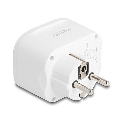 DeLOCK 11498 Enchufe Schuko con Protección Infantil y 3 Puertos USB-C PD de 20 W, Tipo F, Blanco, 250 V, 16 A, 4000 W