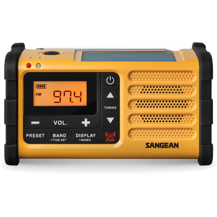 Sangean MMR-88 (USB-C) Radio de emergencia con manivela y solar, amarillo