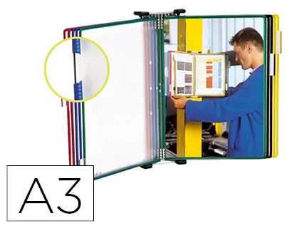 Tarifold Portacatalogos de Pared Metal con 10 Fundas A3 PVC con Pivotes Metálicos Marco Colores Surtidos 32x510x355 mm Tarifold Portacatalogos de Pared Metal con 10 Fundas A3 PVC con Pivotes Metálicos Marco Colores Surtidos 32x510x355 mm
