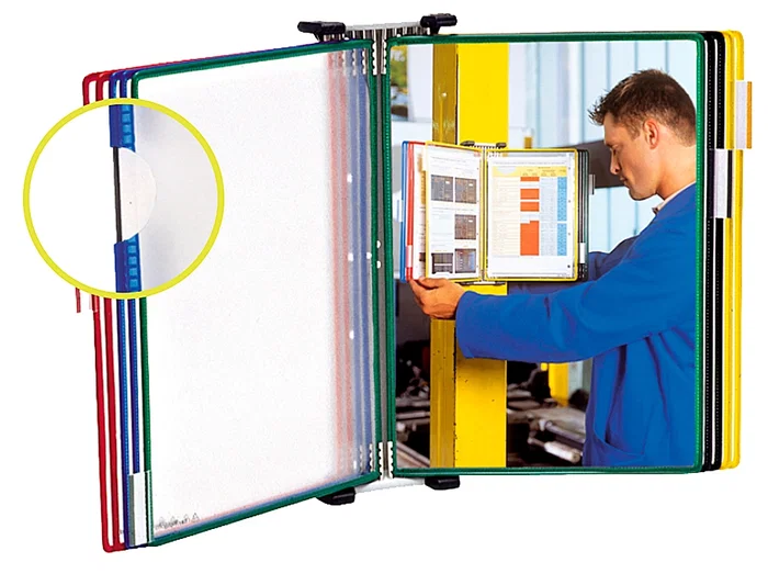 Tarifold Portacatalogos de Pared Metal con 10 Fundas A3 PVC con Pivotes Metálicos Marco Colores Surtidos 32x510x355 mm Tarifold Portacatalogos de Pared Metal con 10 Fundas A3 PVC con Pivotes Metálicos Marco Colores Surtidos 32x510x355 mm