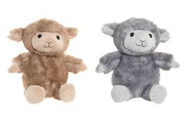 DKD Home Decor Peluche de Oveja Surtido de 2 Unidades en Marrón y Gris