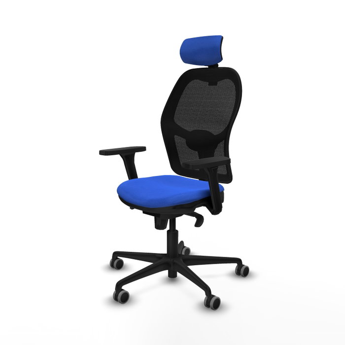 PIQUERAS Y CRESPO Silla de oficina Jorquera con mecanismo Sincro, tela Azul y malla Negro