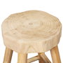 Home Deco Factory Taburete Harald de madera de Paulownia, diámetro 26 cm altura 40 cm, toque natural para salón o dormitorio