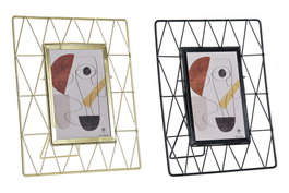 DKD Home Decor Marco de Foto 10x15 Metal y Cristal Dorado y Negro Moderno (6 Unidades)