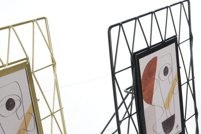 DKD Home Decor Marco de Foto 10x15 Metal y Cristal Dorado y Negro Moderno (6 Unidades)