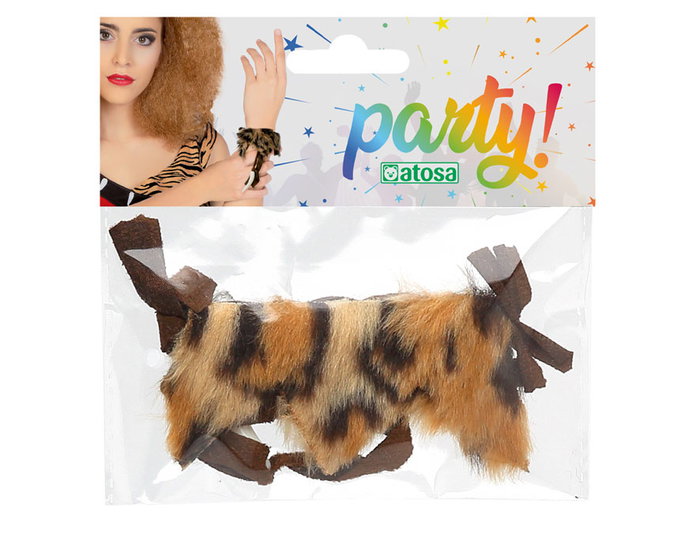 Pulsera Cavernícola Mujer Adulto Accesorio Prehistórico con Estampado Animal y Colmillo